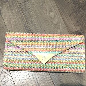 Kamma Chevron Clutch with Envelope Flap 12Wx7L Chain Strap Inside